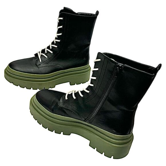 Steve Madden Womens 9 M Mansel Lace Up Boots Black Multi Round Toe Combat - Picture 8 of 11